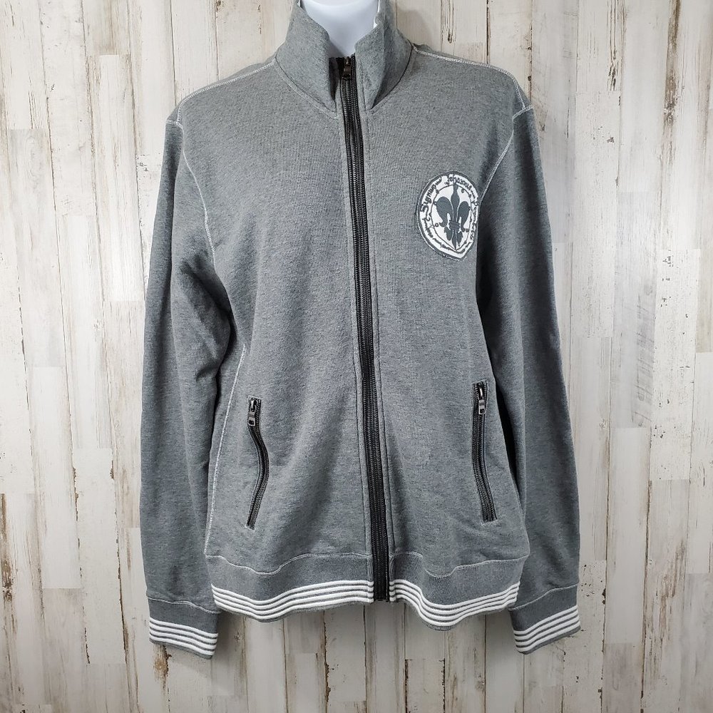 5/$25 Inc International Concepts Womens Sweat Shirt M Heathered Gray Full Zip